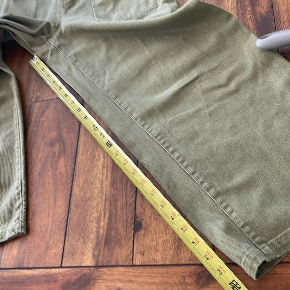 Who What Wear Olive cropped high rise Wide Leg Pants Sz 6 / GAP belt size M 34 - Picture 9 of 16